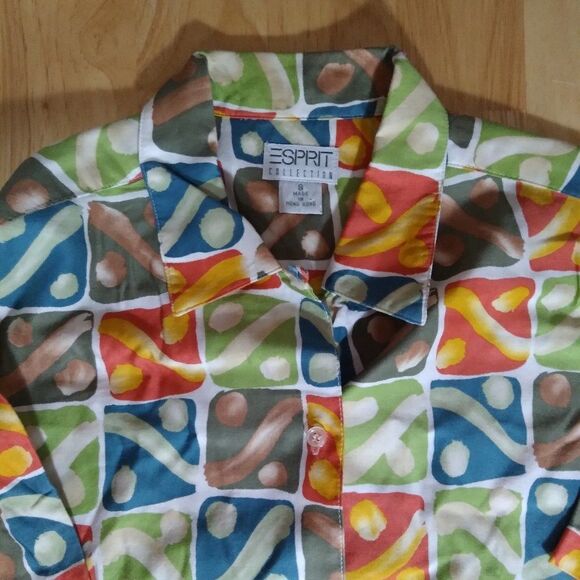 Vintage Esprit Abstract Geometric Tiles Shirt - Picture 3 of 6